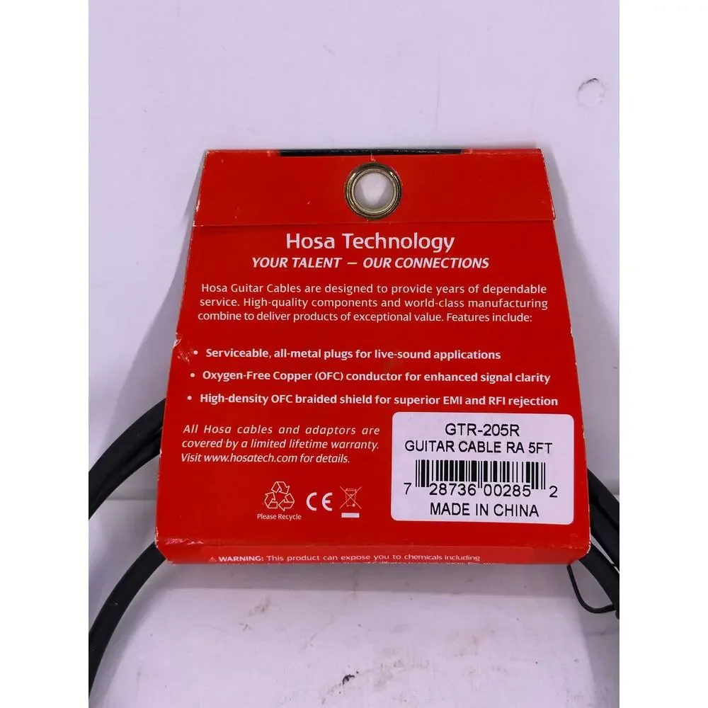 Hosa GTR-205R Guitar Instrument Bass Cable 1/4